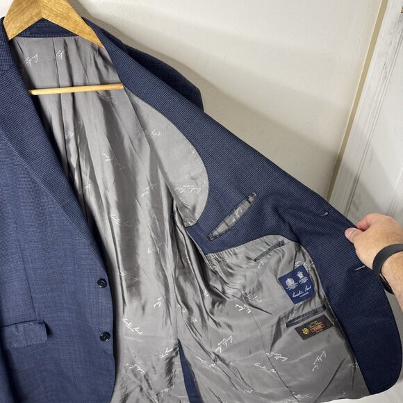 Austin Reed Signature Blazer Men’s 44R Blue Wool Super 110s Piacere Fabric - Picture 4 of 8